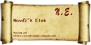 Novák Elek névjegykártya